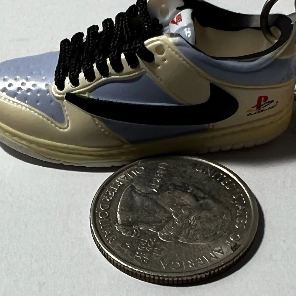 3D Mini Sneaker Keychain dunk low blue cream charm‎ trinket
